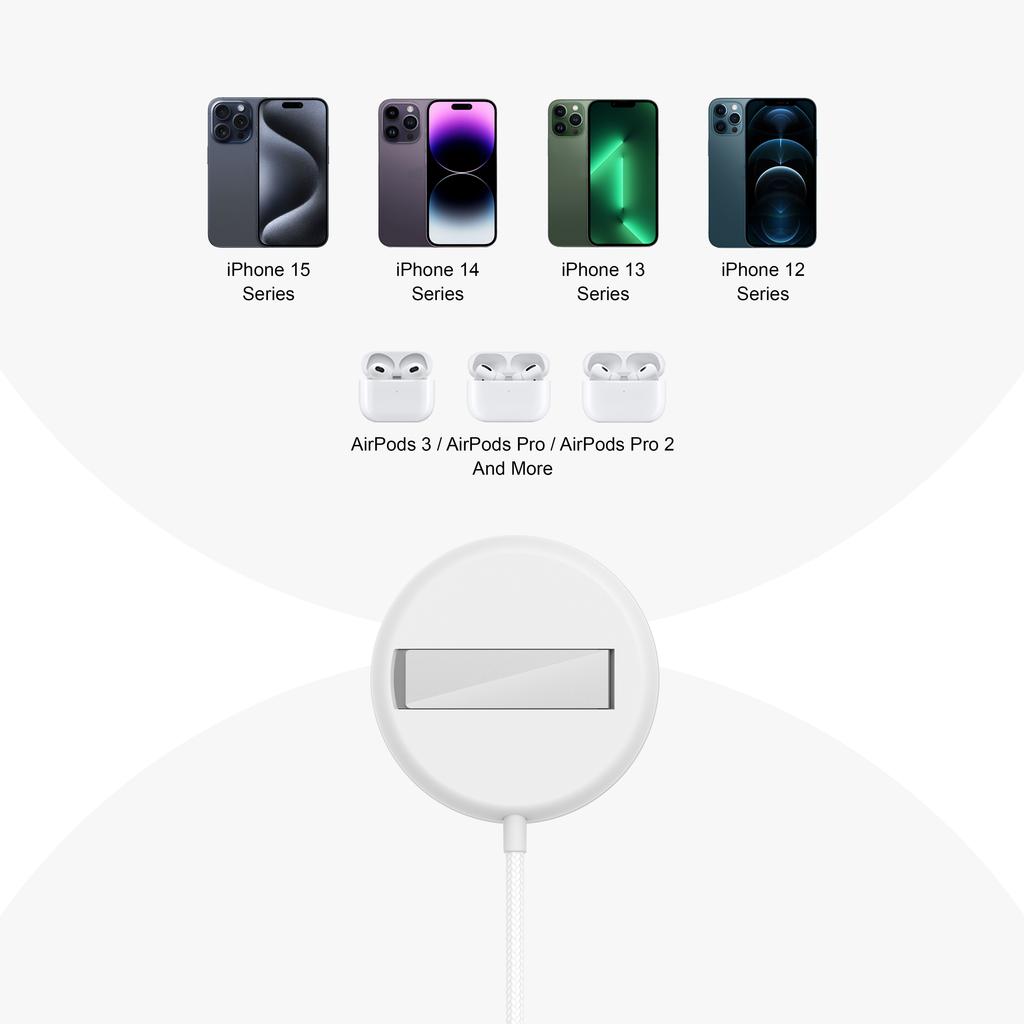 YF-M3C For iPhone 12-16 Series Qi2 15W Magnetic Wireless Charger Aluminum Alloy Charging Pad with Bracket