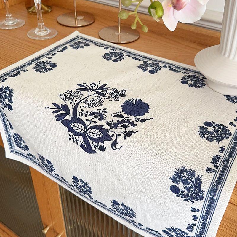 

Мейсон Классический Синий Лук Хлопково-Льняная Салфетка Скатерть Чайная Подставка Классическая Атмосфера Кухонный Коврик для Сушки Доступная Роскошная Ткань Blue onion placemat (cotton and linen) 45*45cm