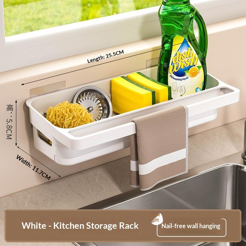 Kitchen Sink Organizer Drain Rack Self-Draining Shelf Sponge Holder Dishcloth Faucet Storage Soap Drainer Kitchen Accessories