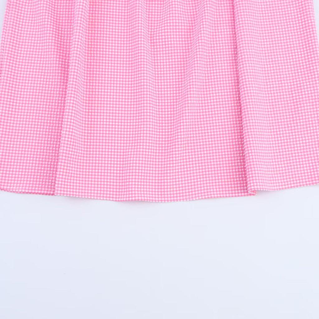 SAW Sleeveless Plaid Summer Dress with Round Neck