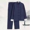 Herre Fire Årstider Tradisjonell Kinesisk Stil Bomull Lin Topp + Bukser Hanfu Tangdrakt Kung Fu Tai Chi Uniform Orientalske Klær To-delt Sett