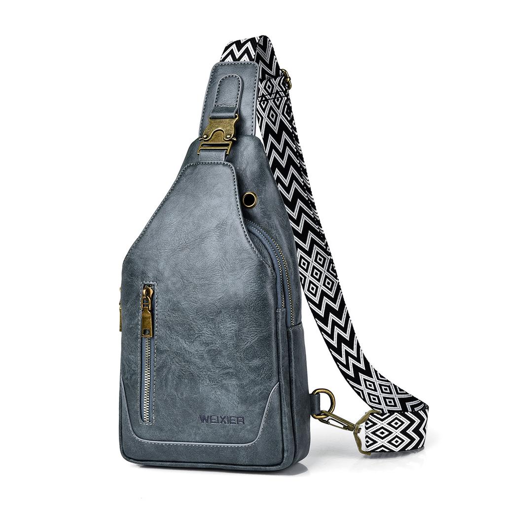 WEIXIER Pánská taška, náprsní crossbody taška, trendy vodoodpudivá jednoduchá a lehká, hrudní taška s vyztuženou přezkou