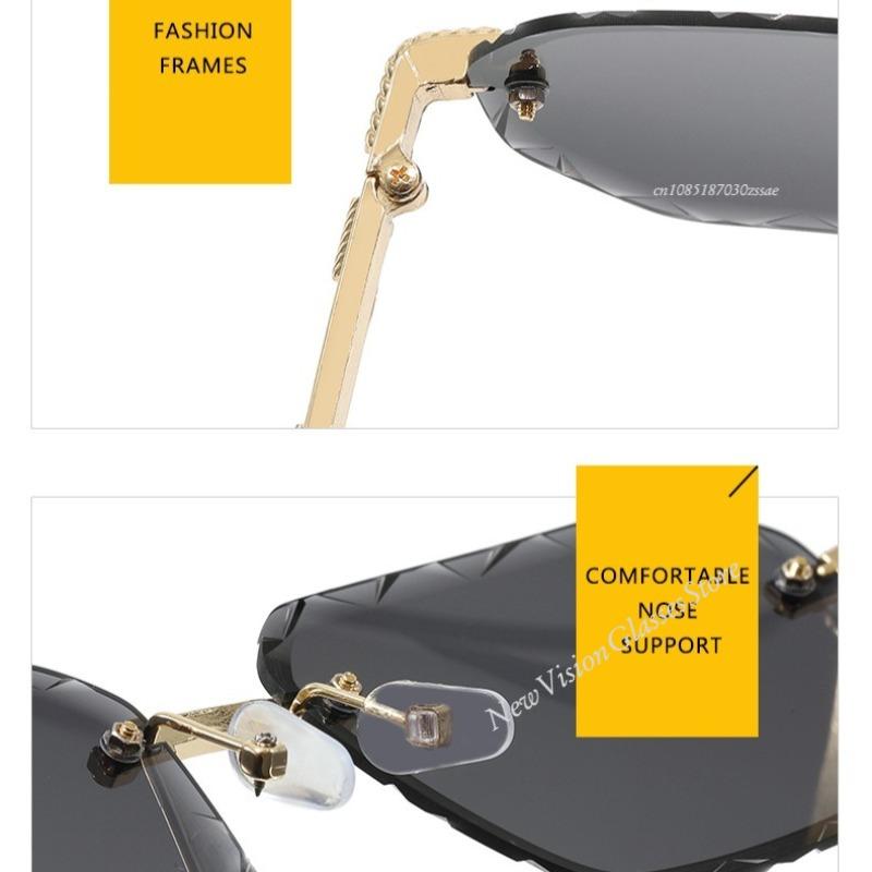 Rimless Luxury Sunglasses Diamond Cut Sun Shades For Man And Women Designer Brand Glasses Uv400 Frameless Eyewear  Trend
