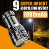 Outdoor Essential Flashlight, 9 Light Beads, Built-in 1800mAh Large Capacity Battery, Lightweight and Portable, Magnetic Tail, Camping and Patrol