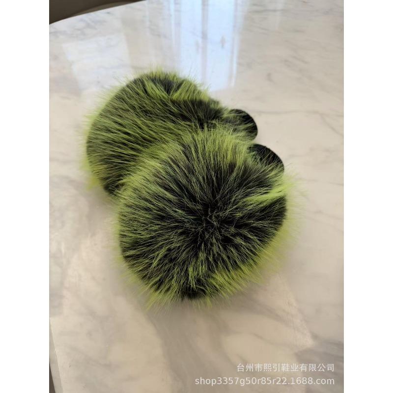 Autumn and winter imitation fox hair leopard print slippers women's warm fluffy plush cotton slippers