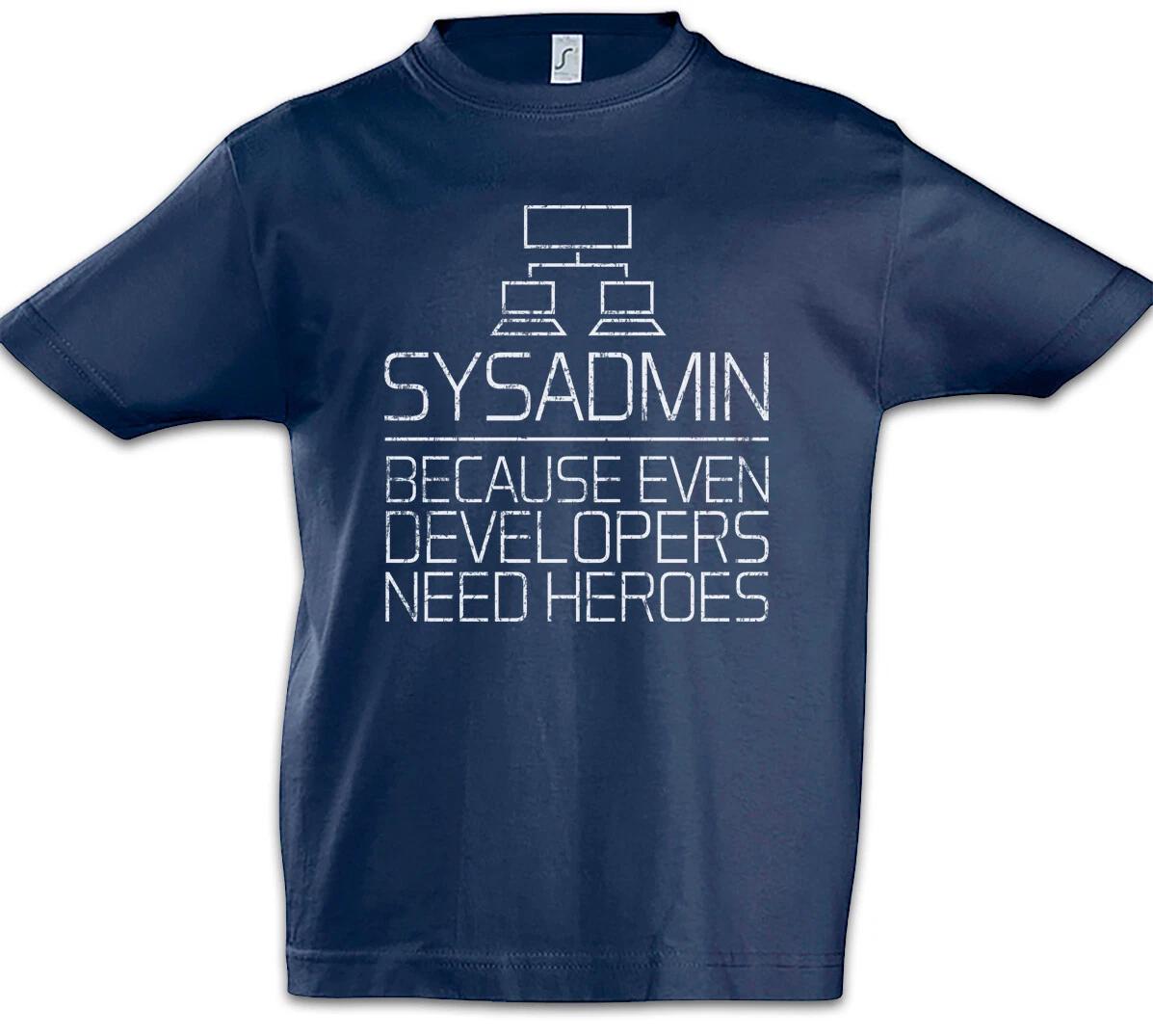 Sysadmin Because Even Developers Need Heroes Kids Boys kids boys T-Shirt Admin Fun 160