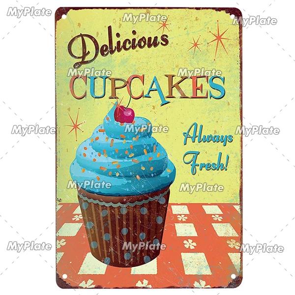 Cupcake Vintage Tin Sign Metal Sign Decorative Plaque Wall Decor Man Cave Club Decoration