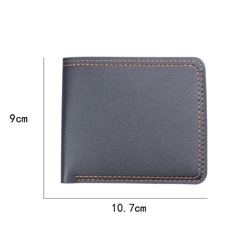 Minimalist PU Leather Men's Short Wallet Two-fold Large Capacity Multiple Pockets Black Coffee ID Card Holder Men Women