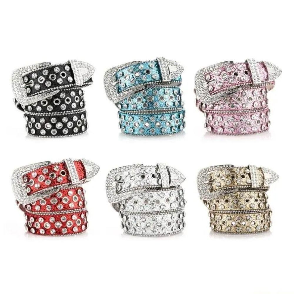 Ceinture à Rivets Spicy Girl Y2K Ceinture de Taille pour Femmes Punk Ceintures à Strass Hommes
