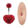 Heart Navel Piercing Jewel - Red Crystal Heart Crystal Ball - Surgical Steel - Length 10mm