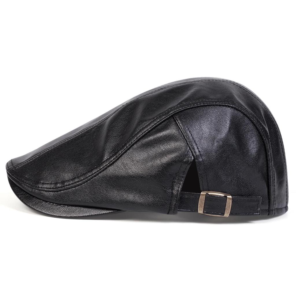 Newsboy Brand Latest Fresh Color Plain Solid Leather PU Faux School Old Vintage Men Caps British Painters Hats Spring Autumn Side Adjustable Flat