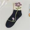 Lovely Flower Socks For Women and Girls Breathable Hosiery Sweet Korean Styles Middle Tube Socks for Students Wear