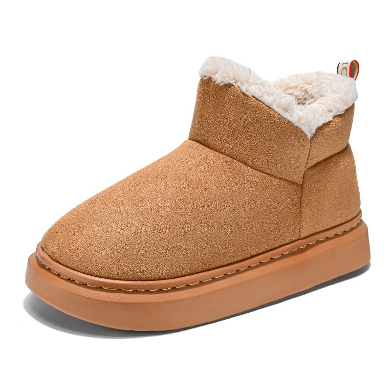 Winter New Simple Bag Heel Cotton Shoes Men's Piled Thickened Warm Thick-soled Fluffy Cotton Boots Women's Winter