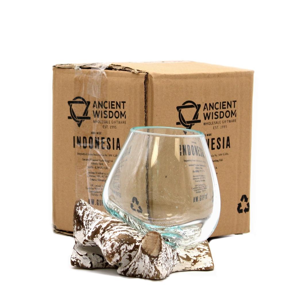 Molten Glass Bowl on Whitewashed Wood Small