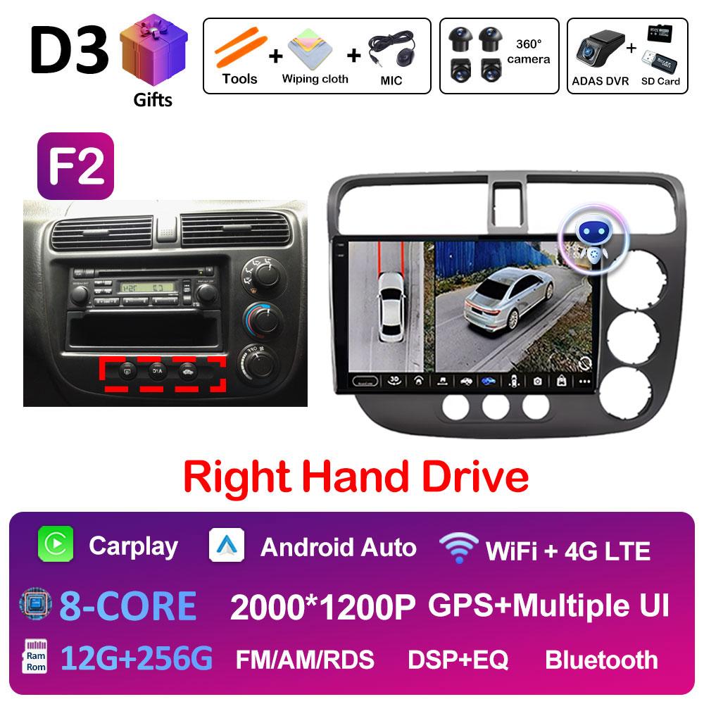 DSP Stereo GPS Navigation For Honda Civic 2000 2001 2002 2003 2004 2005 2006 Multimedia Player Android 14 Touch Screen Head Unit