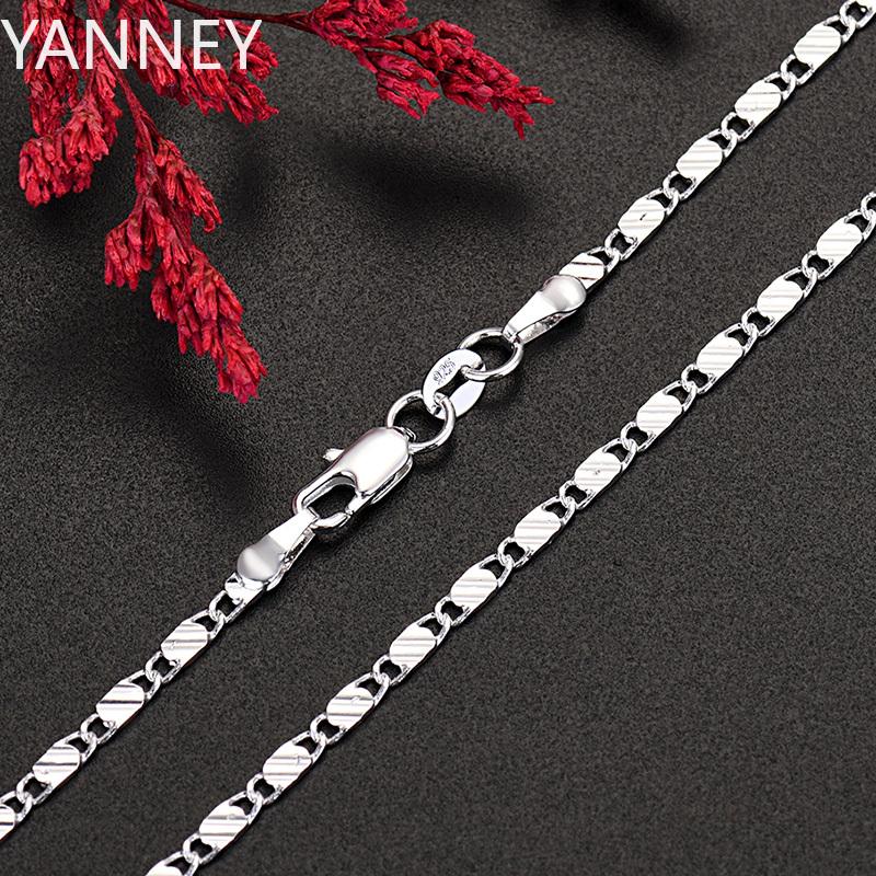 

Wholesale 925 Sterling Silver 2MM flat chains Necklaces for Men Women fashion wedding party fine Jewelry holiday gifts 16 inches 40 cm