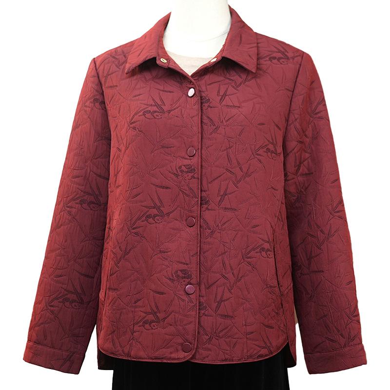 Women's Jacquard Lapel Jacket - Spring/Autumn 2026 Plus Size for Middle-Aged & Elderly Women