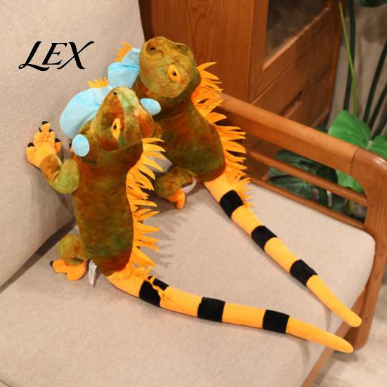 Soft Fluffy Stuffed Animal Realistic Iguana Plush Toy, 80cm Lifelike Lizard with Large Pillow Fur, Long Tail Decor, Novelty Desk Ornament, Collectible