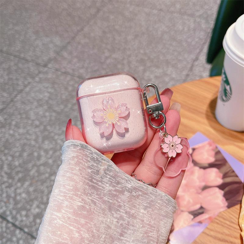 Ins girl cherry blossom glitter for AirPods Pro protective case 1/1 generation apple bluetooth headset soft case female
