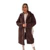 2025 Autumn/Winter Women's Plush Long Coat: Furry, Long-Sleeved, Turn-Down Collar