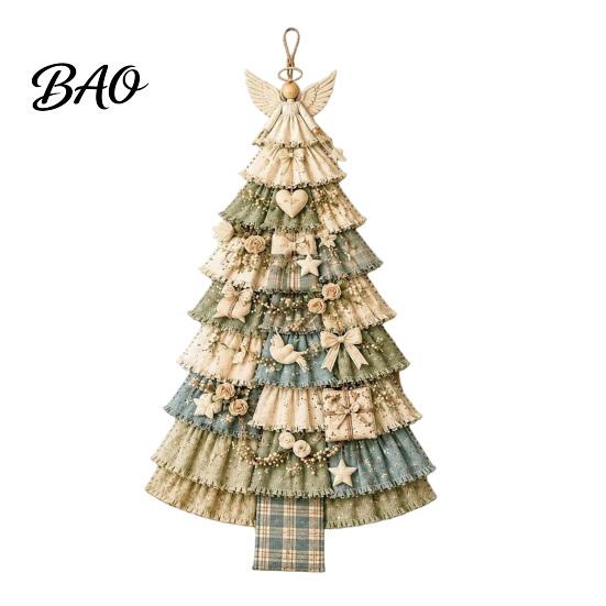 Stitched Fabric Keepsake for Fireplaces Christmas Handmade Door Hanging Kit, Patchwork Tree Decoration DIY Sewing Traditional Craft Project