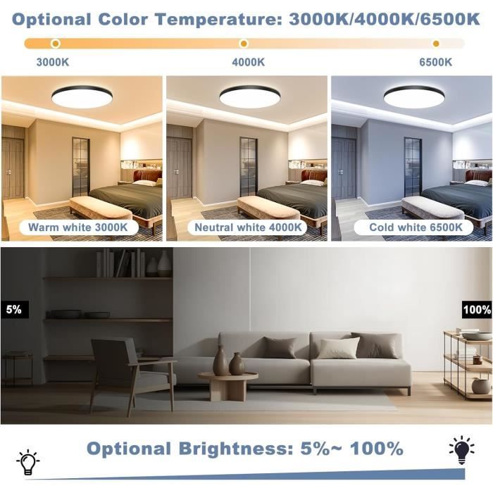 Dimbare LED plafondlamp - ouila - 24W - 3000K-6500K - afstandsbediening - waterdicht IP44