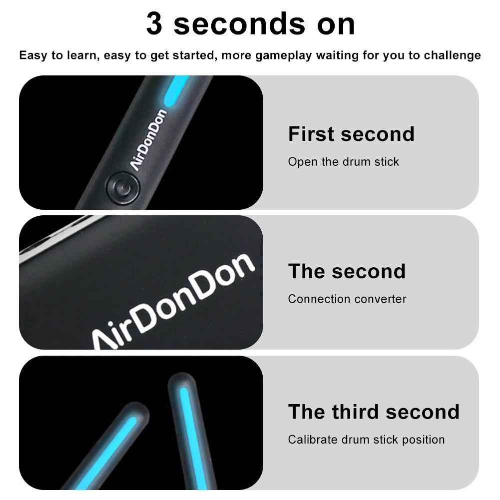 Professional Portable Air Drum Set Air Drum Foot Sensor Realistic Effect Virtual Drum Sticks Electronic Drum Set for Beginners