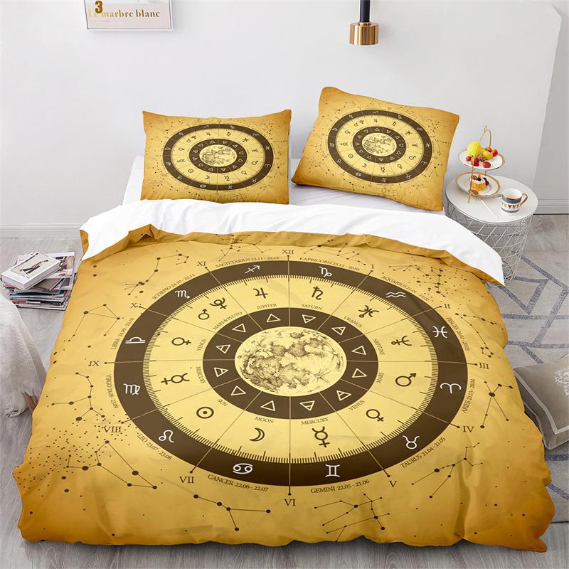 Poszewka na kołdrę Słońce i Księżyc Rozmiar King Mikrofibra Kolekcja pościeli astrologicznej Dwanaście znaków zodiaku Poszewka na kołdrę zodiakalną Dla Chłopców Dziewcząt