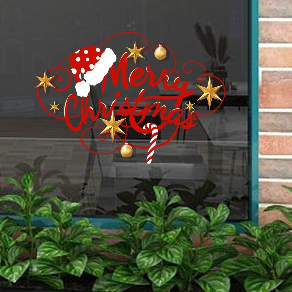 Merry Christmas Pattern Window Sticker Room Decoration Windows Self-adhesive Decals  New Year