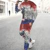 Men Dark Blue Patriotic Popsicle Print Long Sleeve Sweatshirt And Drawstring Jogger Pants Two Piece Outfit