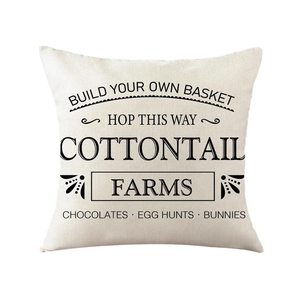 Easter Decor Pillowcases 45x45cm Linen Pillow Cover Easter Decorations Favors Pillows Cushion Cover Easter Bunny Eggs Pillowcase