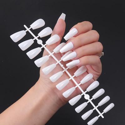 24pcs/set DIY Quick Nails Long Ballet Glossy Solid Color False Nails Multicolor Strips Finished Wear Nail Art