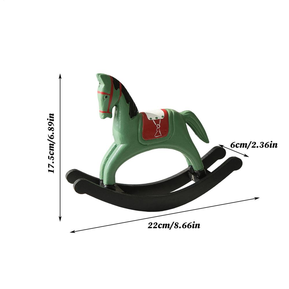 Cute Rocking Horse Ornament Retro Style Rocking Horse Desktop Decoration Horse Statue For Home Children s Room Decoration зелёный