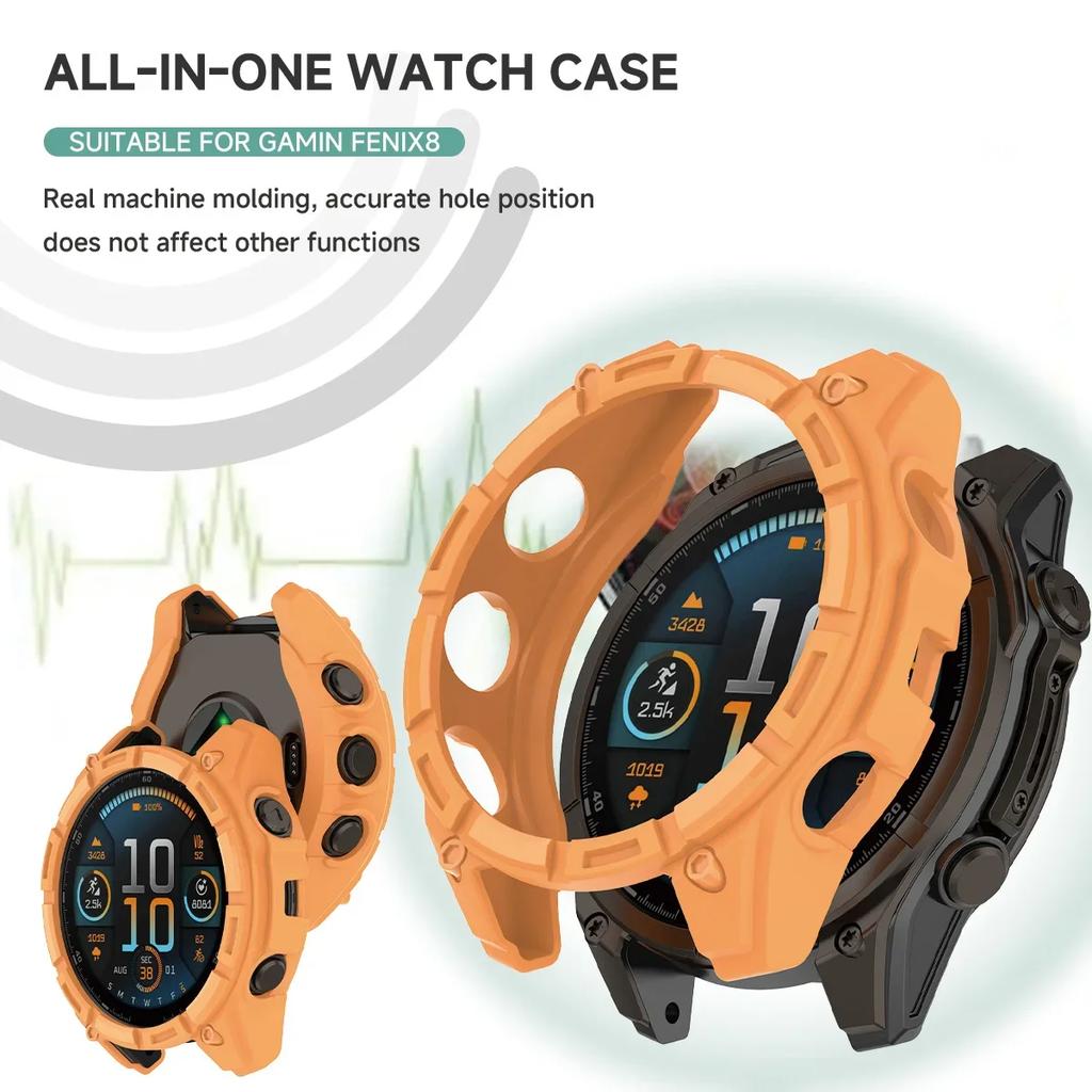 TPU Case+Tempered Glass For Garmin Fenix 8 51mm 43mm 47mm Screen Protector Silicone Anti-scratch Bumper for Fenix 8 Accessories