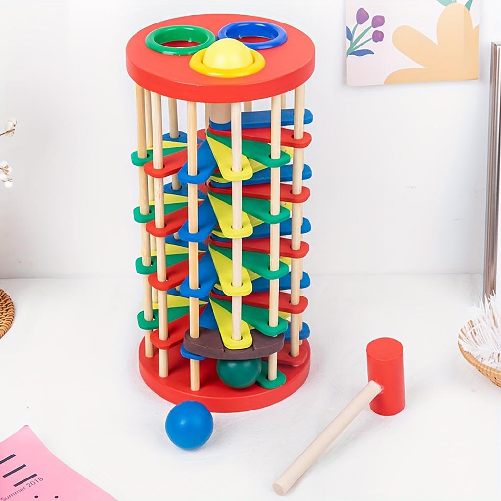 Children's Wooden Knocking Ball And Ladder Early Education Puzzle Toy