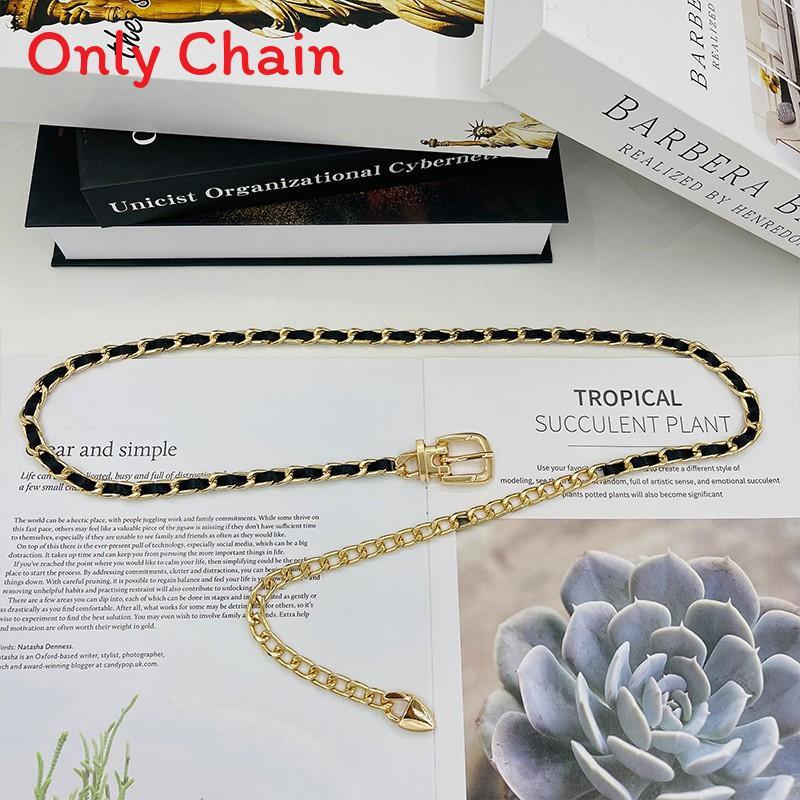 Women Waist Chain Fashion Metal Woven Belt With Hook For Summer Casual Wear