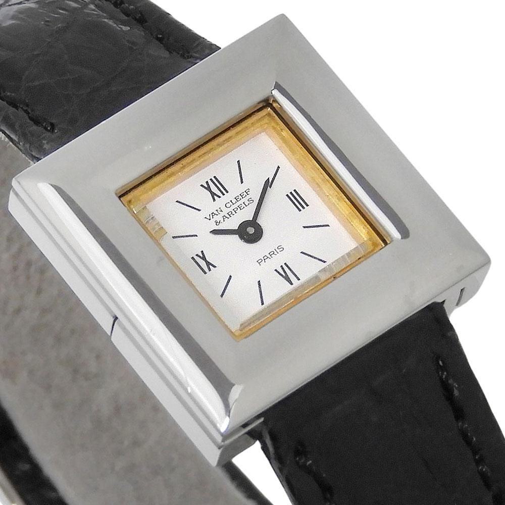 Van Cleef & Arpels Square Watches 430958 WhiteDial Stainless Steel/leather Quartz Analog display Women Used