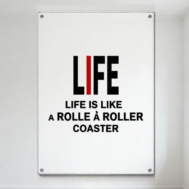 

LIFE IS LIKE A ROLLER COASTER Tin Sign, White Red Black Minimalist Metal Sign with Screws, Wall Decor for Home Cafe Bar, Small S 20x30cm（7.8x11.8inch）