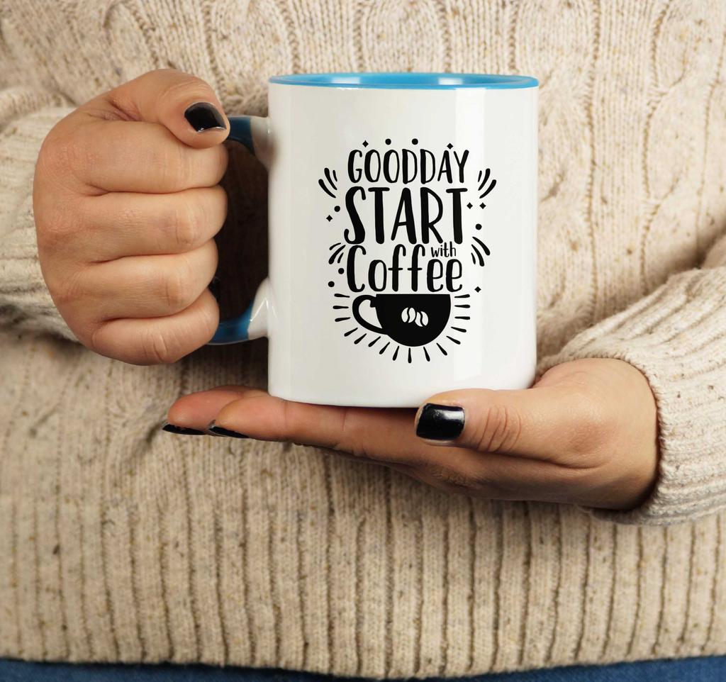 Inkdotpot Goodday Start With Coffee 11 Oz Ceramic Coffee Mugs Great For Co-worker Boss Gift For Coffee