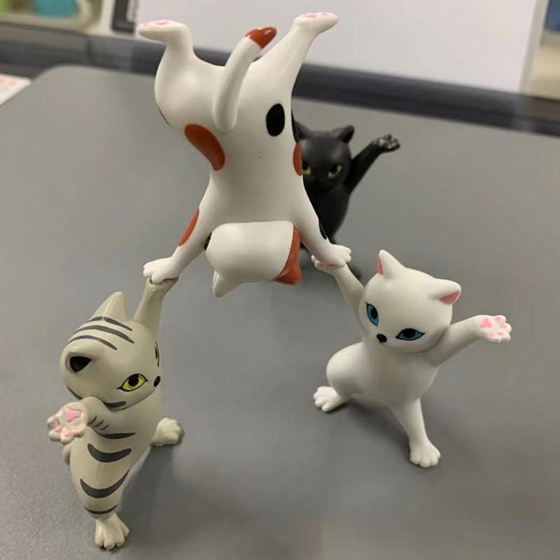 Cute Cats Pen Holder Funny Cat Doll Ornaments Plastic Crafts Earphone Support Room Office Desk Home Decoration Accessories