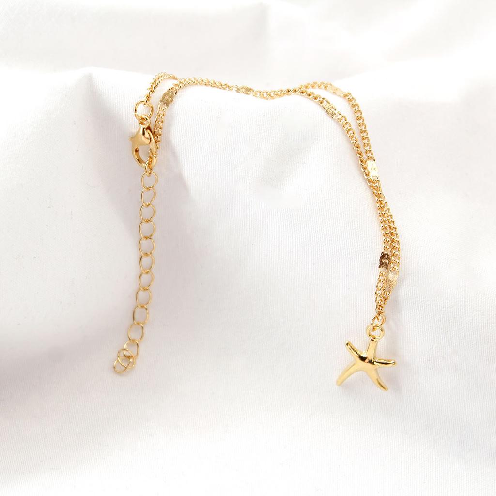 Alloy starfish anklet, geometric simple pentagram foot decoration