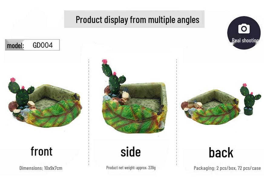 Resin Reptile & Turtle Water and Food Basin - Small Round Feeder Dish