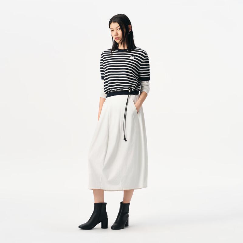 Broadcast Women's Loose-fit Striped Knit Short-Sleeve Top