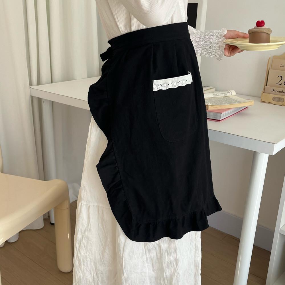 Tablier en Coton Imperméable avec Dentelle Design Mi-long pour la Cuisine Maison et l'Usage en Cuisine