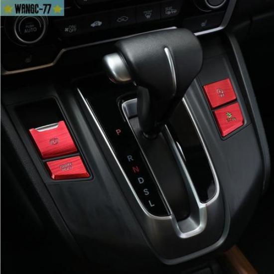 4PCS For Honda CR-V CRV 2017-20 Red Interior Gear Shift Box Gears Button Trim