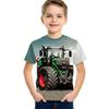 Fed 3D Traktortryk Børnetøj Drenge T-shirt Kortærmet Mode Børne Sommertøj Udendørs Aktive Børnetøj