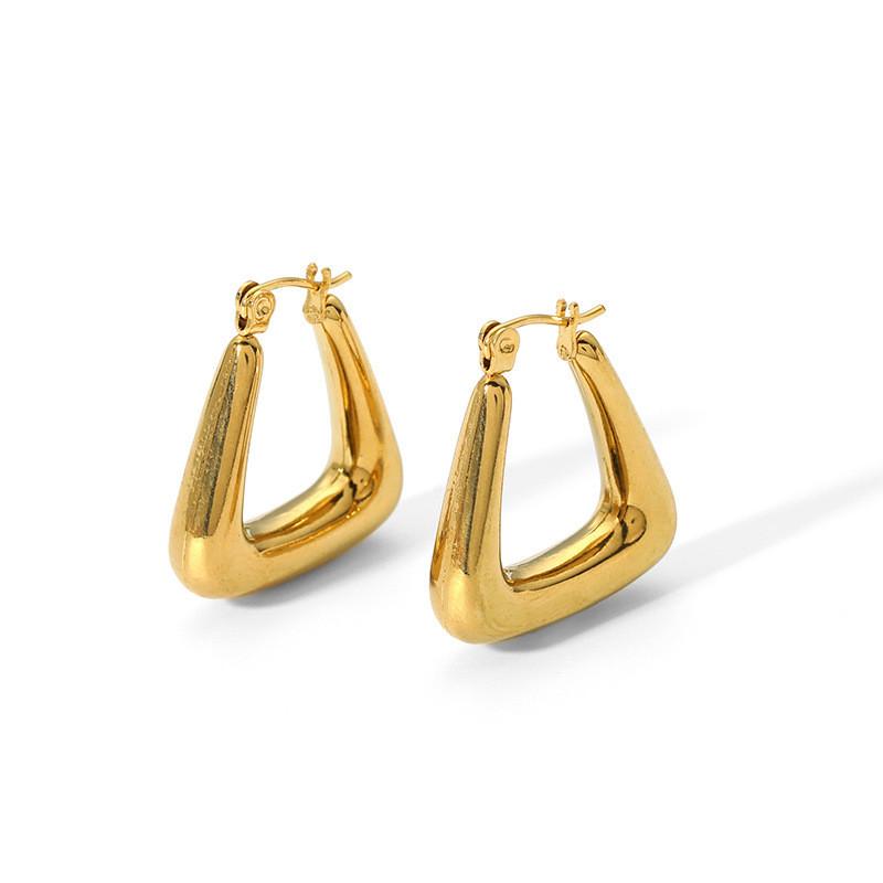 Geometric Gold Stainless Steel Earrings For Women Fashion Jewelry Gift For Ladies