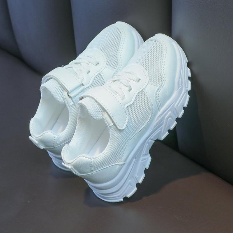 Kids' Mesh Sneakers Girls' White Mesh Breathable Casual Shoes Boys' Running Shoes