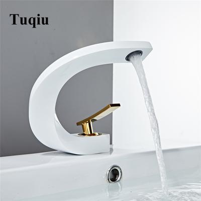 Tuqiu Basin Faucet White and Gold Bathroom Mixer Tap Brushed Gold/Nickel/Chrome Wash Basin Faucet Hot and Cold Sink Faucet New