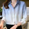 Camicetta in chiffon con colletto rovesciato e maniche lunghe da ufficio alla moda, da donna, top J603